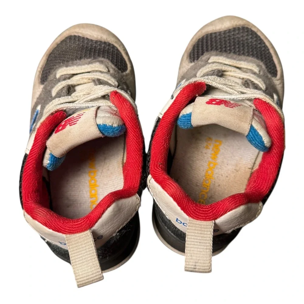 New Balance 574 Bungee Lace Sneakers Toddler Grey Blue Red Accent‎ Shoes